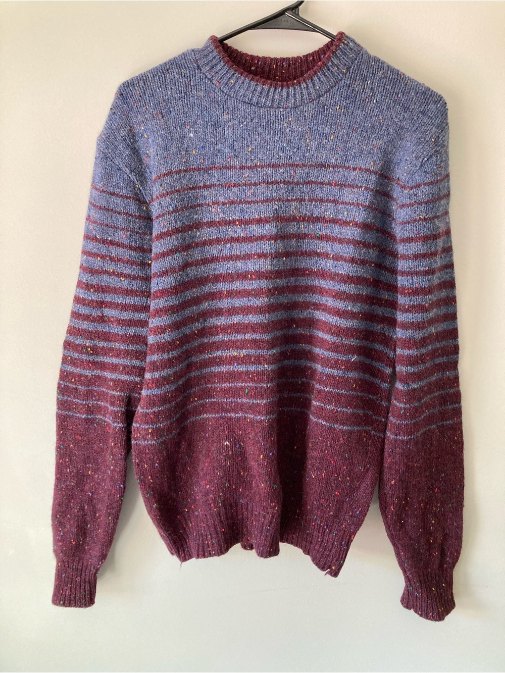 Pendleton Maroon and Blue Striped Crewneck Sweater